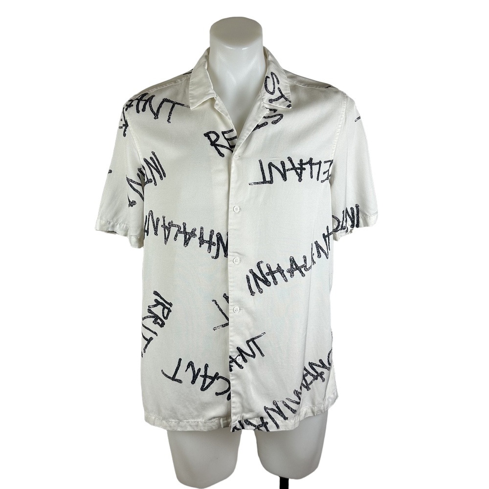 Ksubi Graphic Streetwear Linen Grafitti Shirt Size Medium